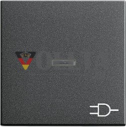 Gira 020928 клавишный выключатель с символом розетка System 55 антрацит