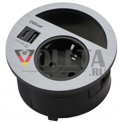 EVOline Circle80 / Нержавеющая сталь / питание / USB AC / кабельная розетка