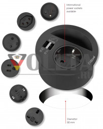 EVOline Circle80 / Нержавеющая сталь / питание / USB AC / кабельная розетка