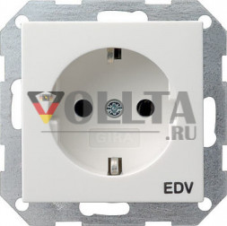 Gira 045803 System55 SCHUKO-розетка  16А, со штампом EDV (электронная обработка данных) цвет:чисто белый, тон:глянец