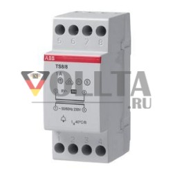 ABB Stotz-Kontakt TS 8/4-8-12SW, трансформатор звонка 230 В 8 ВА, 4-8-12 В, переключатель ВКЛ/ВЫКЛ, 2CSM081022R0811