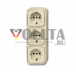 Busch-Jaeger 2300-03EAP Duro2000 AP SCHUKO-розетка  16А,3 группы, цвет: кремово-белый