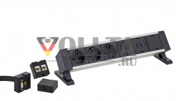 Док-станция EVOline Square / 2 порта питания / 1 USB-зарядное устройство / Свободный слот / Серебристый