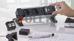 Док-станция EVOline Square / 2 порта питания / 1 USB-зарядное устройство / Свободный слот / Белый
