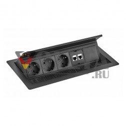 EVOline Fliptop Push Black L 3x розетки / 2x RJ45 / 1x свободное пространство