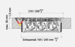 EVOline® FlipTop Push Data M нержавеющая сталь (с 3 розетками + 2 модулями RJ45)