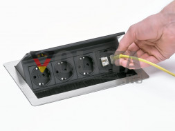 EVOline Fliptop Push S / Netbox 3x power / нержавеющая сталь