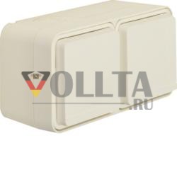 Berker 47843512 Розетка SCHUKO 2-позиционная горизонтальная с откидной крышкой AP полярно-белый матовый Berker W.1
