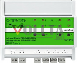 Schneider серия: Merten 571915 универсал -Диммер REG 4x 150W 230V цвет: светло серый