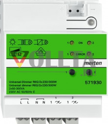 Schneider серия: Merten 571930 универсал -Диммер REG 2 терминала, 300W 230V цвет: светло серый