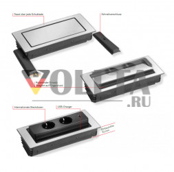EVOline Backflip в латунном корпусе / 2 розетки / 1 зарядное устройство USB
