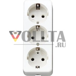 Тройная розетка SCHUKO® Jung 10S23LWW, с разгрузкой от натяжения, ударопрочная, альпийский белый