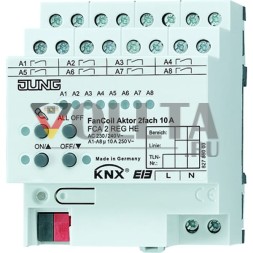 Jung FCA2REGHE KNX актуатор фанкойла 2-ходовой, AC 230/240 В ~, 50/60 Гц, 4 TE